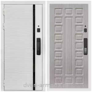 Входные двери 960х2050, Умная входная смарт-дверь Армада Каскад WHITE МДФ 10 мм Kaadas K9 / МДФ 16 мм ФЛ-183 Сандал белый
