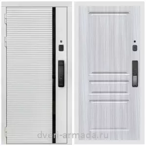 Входные двери 960х2050, Умная входная смарт-дверь Армада Каскад WHITE МДФ 10 мм Kaadas K9 / МДФ 16 мм ФЛ-243 Сандал белый