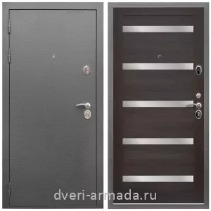 Современные входные двери, Дверь входная Армада Оптима Антик серебро / МДФ 16 мм СБ-14 Эковенге стекло белое