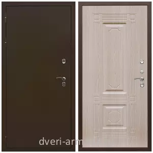 Уличные двери для коттеджа, Дверь входная стальная уличная для загородного дома Армада Термо Молоток коричневый/ МДФ 16 мм ФЛ-2 Дуб белёный