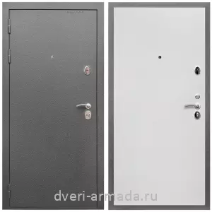 2 контура, Дверь входная Армада Оптима Антик серебро / МДФ 10 мм Гладкая Белый матовый