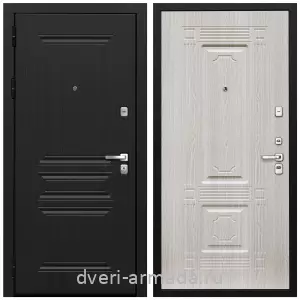 Двери МДФ для квартиры, Дверь квартирная входная железная Армада Экстра МДФ 10 мм ФЛ-243 Черная шагрень / МДФ 6 мм ФЛ-2 Дуб беленый