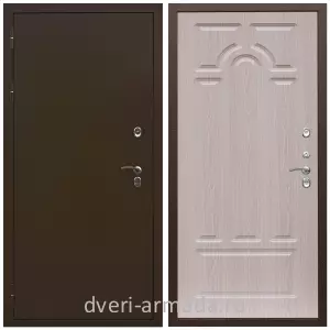 Уличные двери для коттеджа, Дверь входная стальная уличная в частный дом Армада Термо Молоток коричневый/ МДФ 16 мм ФЛ-58 Дуб белёный