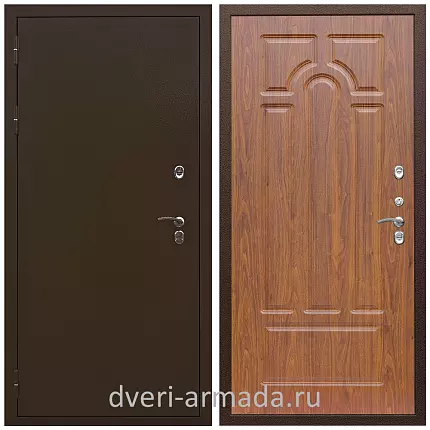 Дверь входная железная уличная в квартиру Армада Термо Молоток коричневый/ МДФ 16 мм ФЛ-58 Морёная береза для многоэтажного дома
