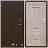Уличные двери для коттеджа, Дверь входная уличная в дом Армада Термо Молоток коричневый/ ФЛ-2 Дуб белёный для дачи на заказ двухконтурная
