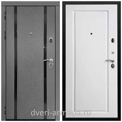 Дверь входная Армада Престиж Черная шагрень МДФ 16 мм Графит абсолют софт / ФЛ-119 Белый матовый